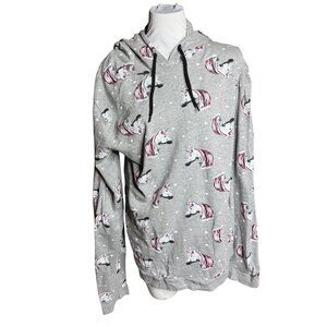 On Fire grey Unicorn hoodie 3x